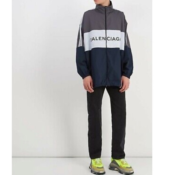 BALENCIAGA Colorblocked Cotton Oversized Track Jacket - Picture 5 of 16
